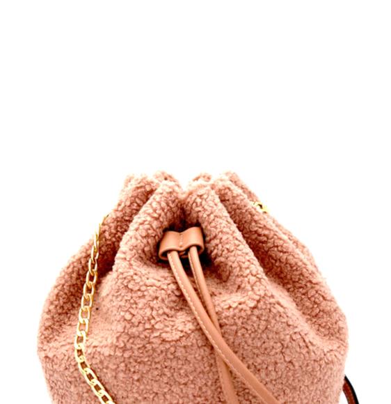 Faux-fur Drawstring Bucket Shoulder Bag - Picture 3 of 3
